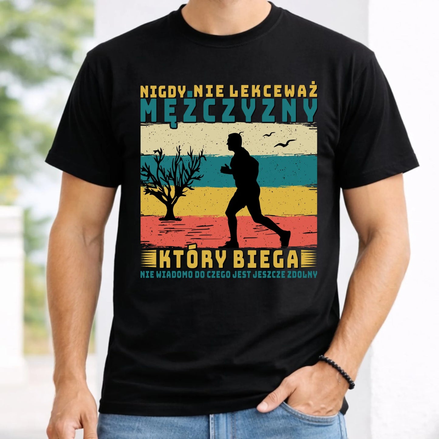 Koszulka męska dla biegacza - Nigdy nie lekceważ HB03