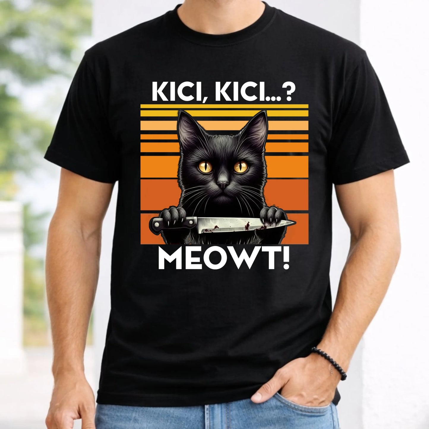 Koszulka męska - Kot z nożem - Kici, kici... MEOWT! HL17