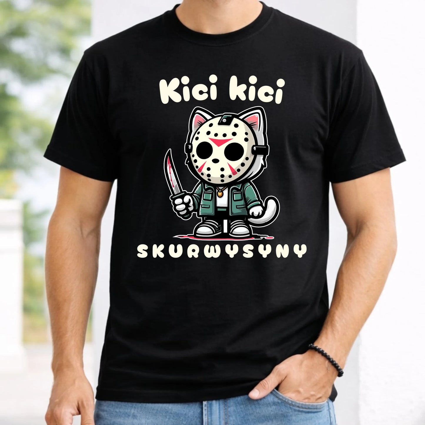 Koszulka męska na Halloween - Kici kici sk*rwysyny - bez cenzury HL28