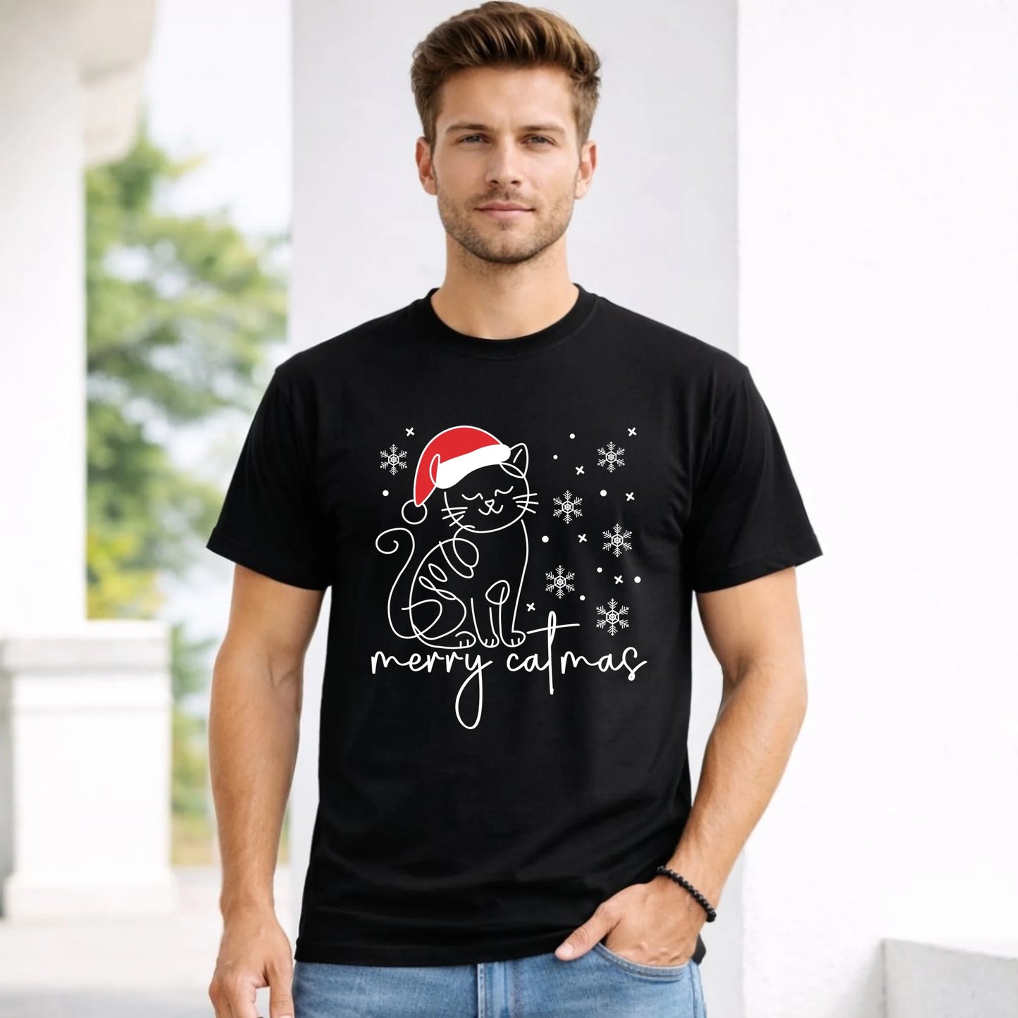 Koszulka męska świąteczna - Kot Merry catmas BN151