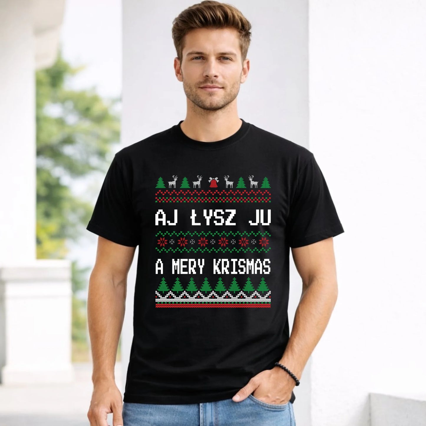 Koszulka męska świąteczna - Aj łysz ju a mery krismas BN12