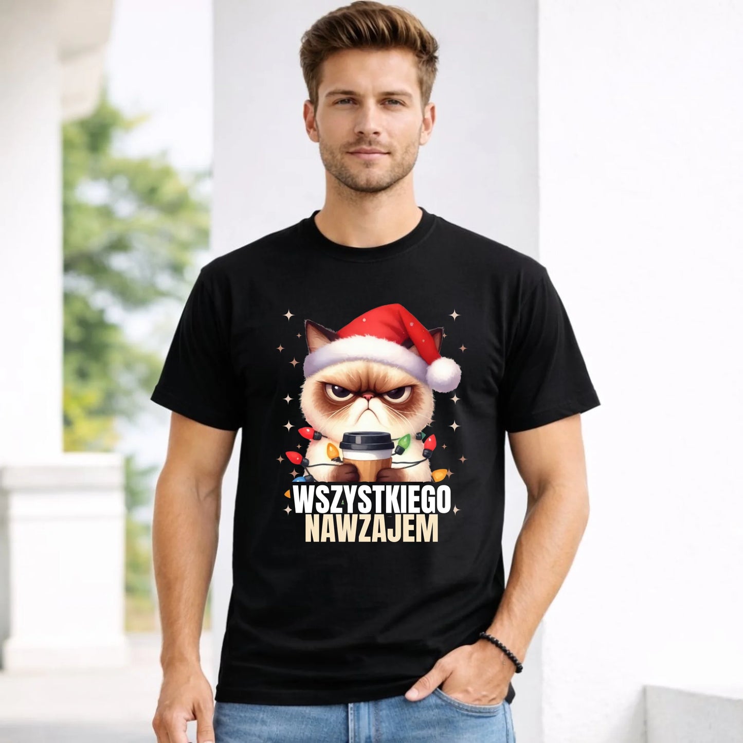 Koszulka męska świąteczna - Grumpy Cat Wszystkiego nawzajem BN33