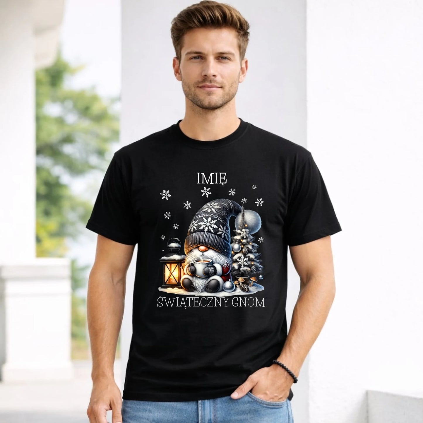 Koszulka męska świąteczna - Gnom z czekoladą - personalizowana BN41