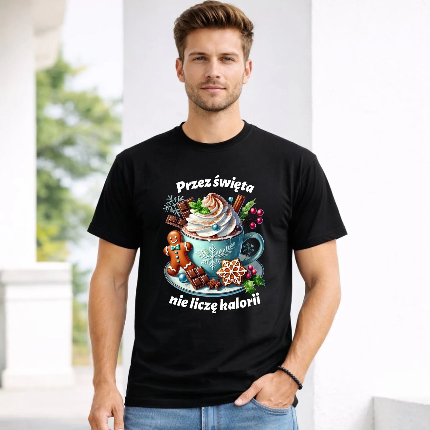 Koszulka męska świąteczna - Przez święta nie liczę kalorii BN31