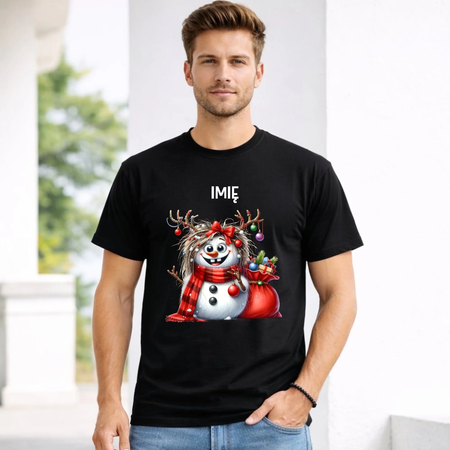 Koszulka męska świąteczna - Bałwanek - personalizowana BN70