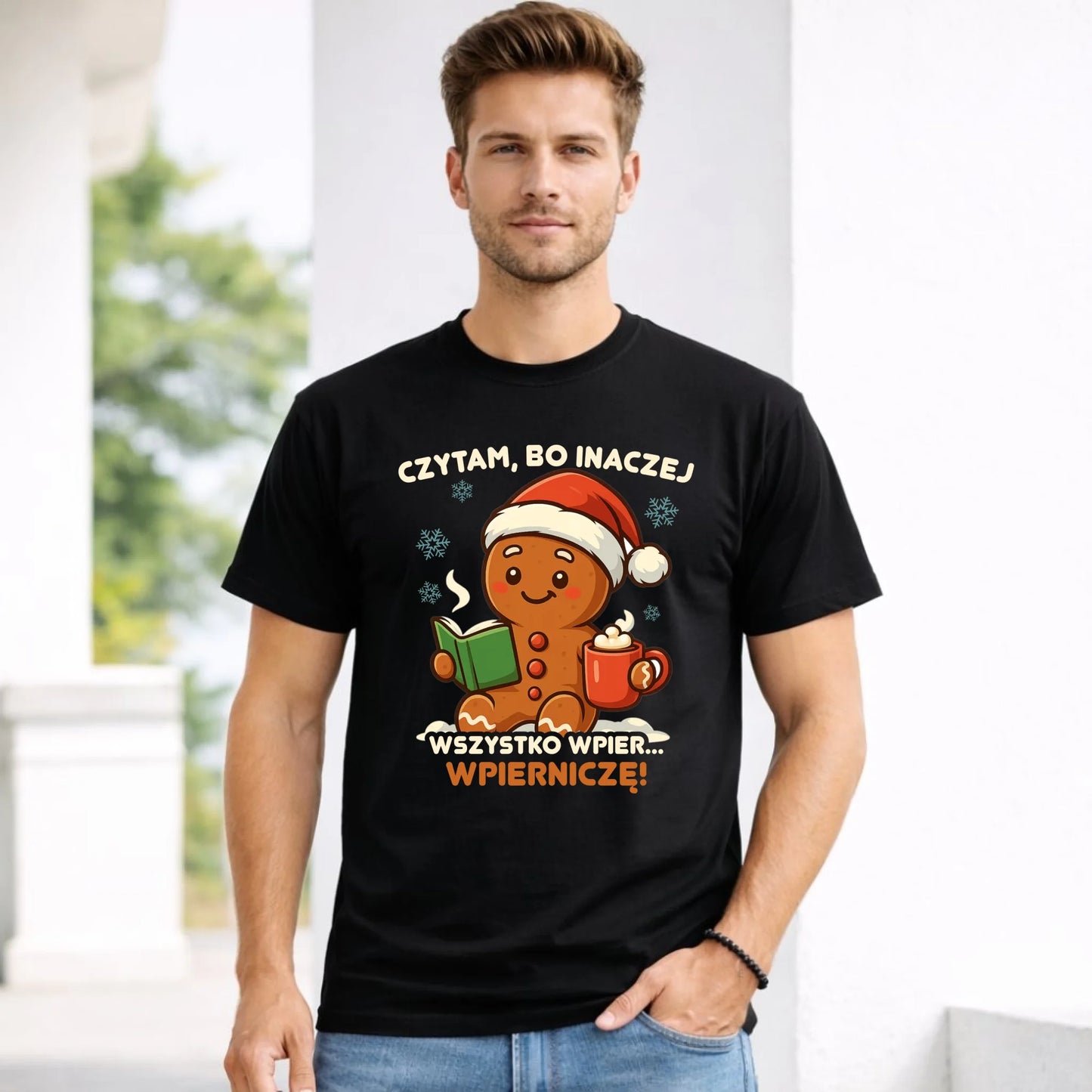 Koszulka męska świąteczna - Czytam, bo inaczej wszystko wpier... wpierniczę BN79