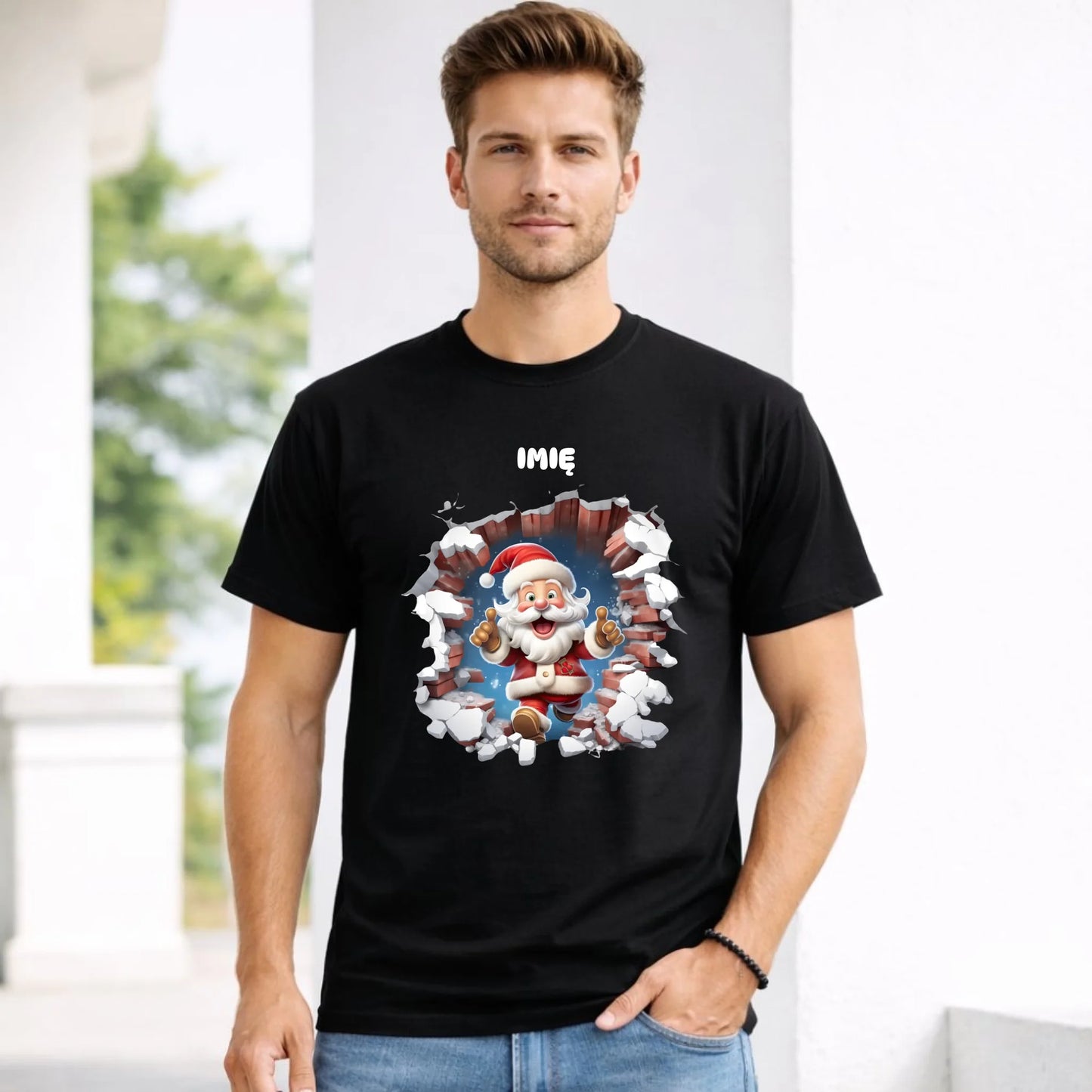 Koszulka męska świąteczna - Mikołaj 3D - personalizowana BN83