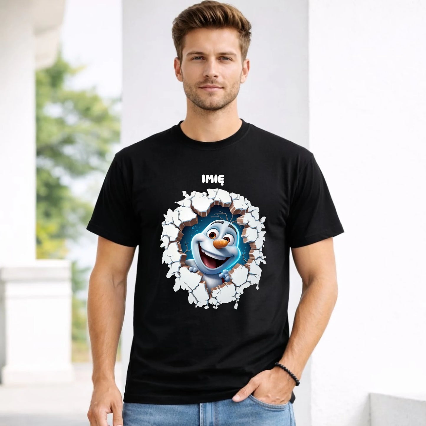 Koszulka męska świąteczna - Bałwan 3D - personalizowana BN84