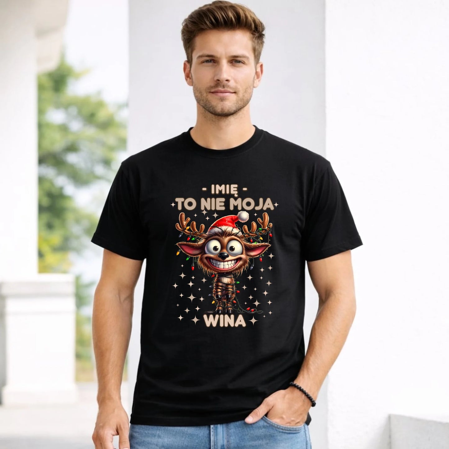 Koszulka męska świąteczna - Renifer To nie moja wina - personalizowana BN93