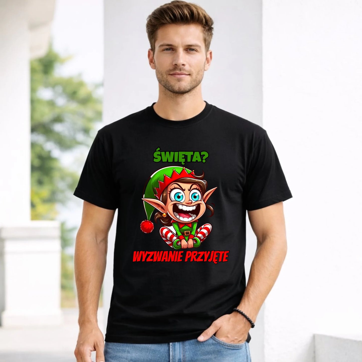 Koszulka męska świąteczna - Skrzat Wyzwanie przyjęte BN100