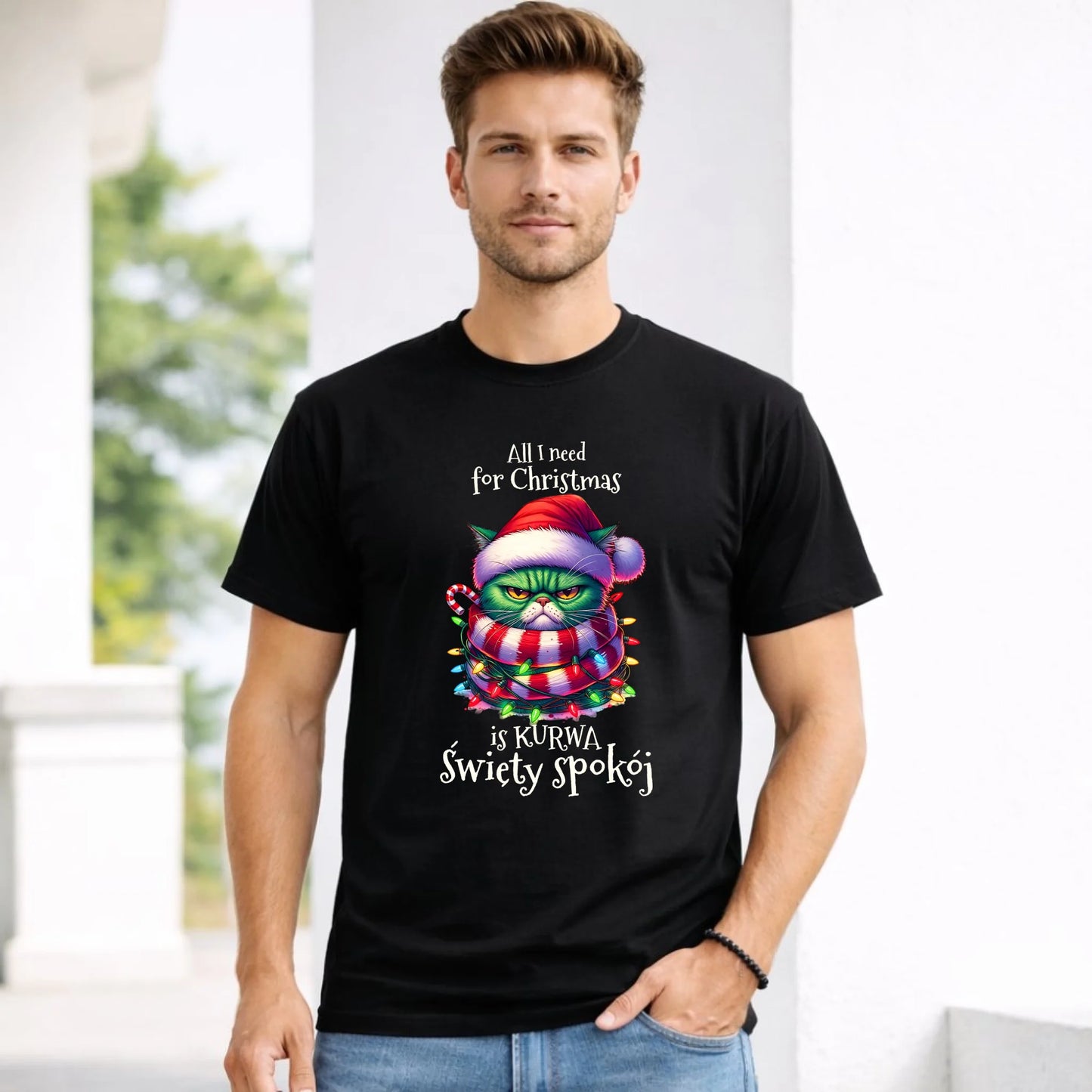 Koszulka męska świąteczna - All I need for Christmas is ku*wa święty spokój - bez cenzury BN101