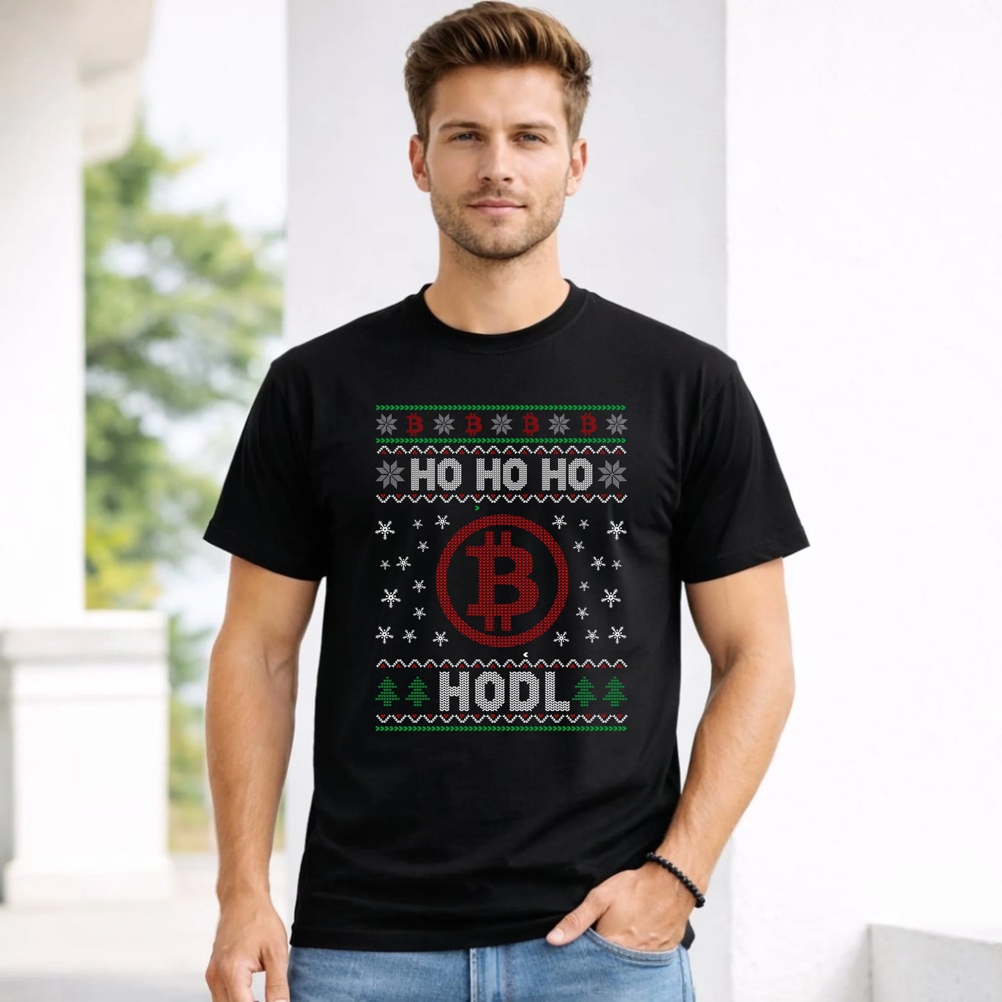 Koszulka męska świąteczna - Bitcoin - Ho Ho hodl BN103