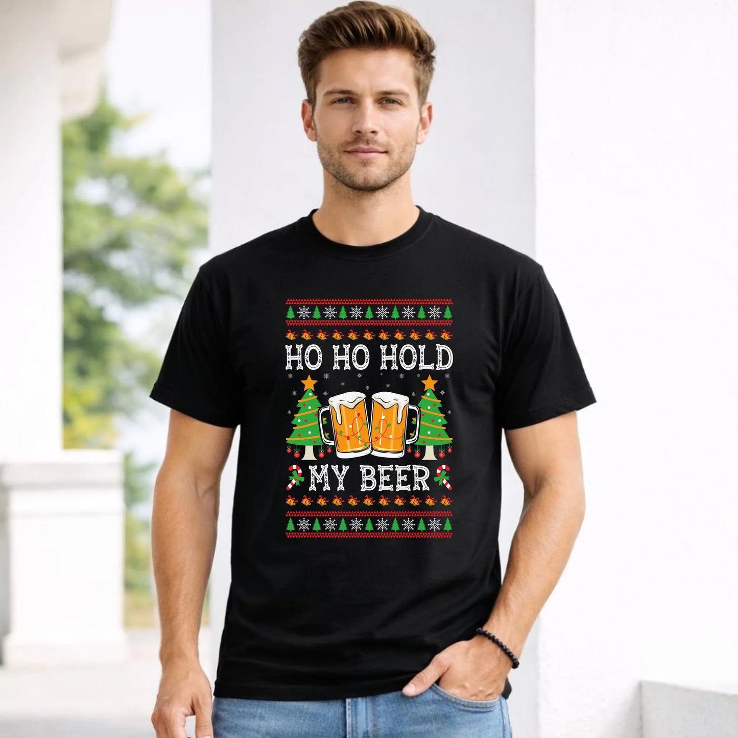 Koszulka męska świąteczna - Ho ho hold my beer BN131