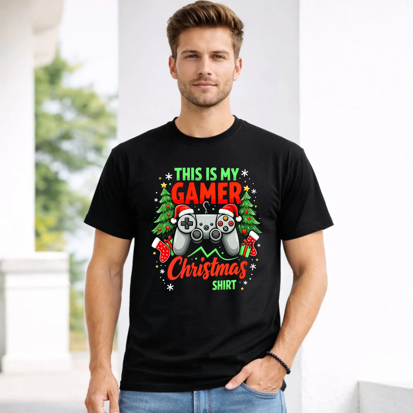 Koszulka męska świąteczna - prezent dla gracza - Gamer Christmas T-shirt BN135