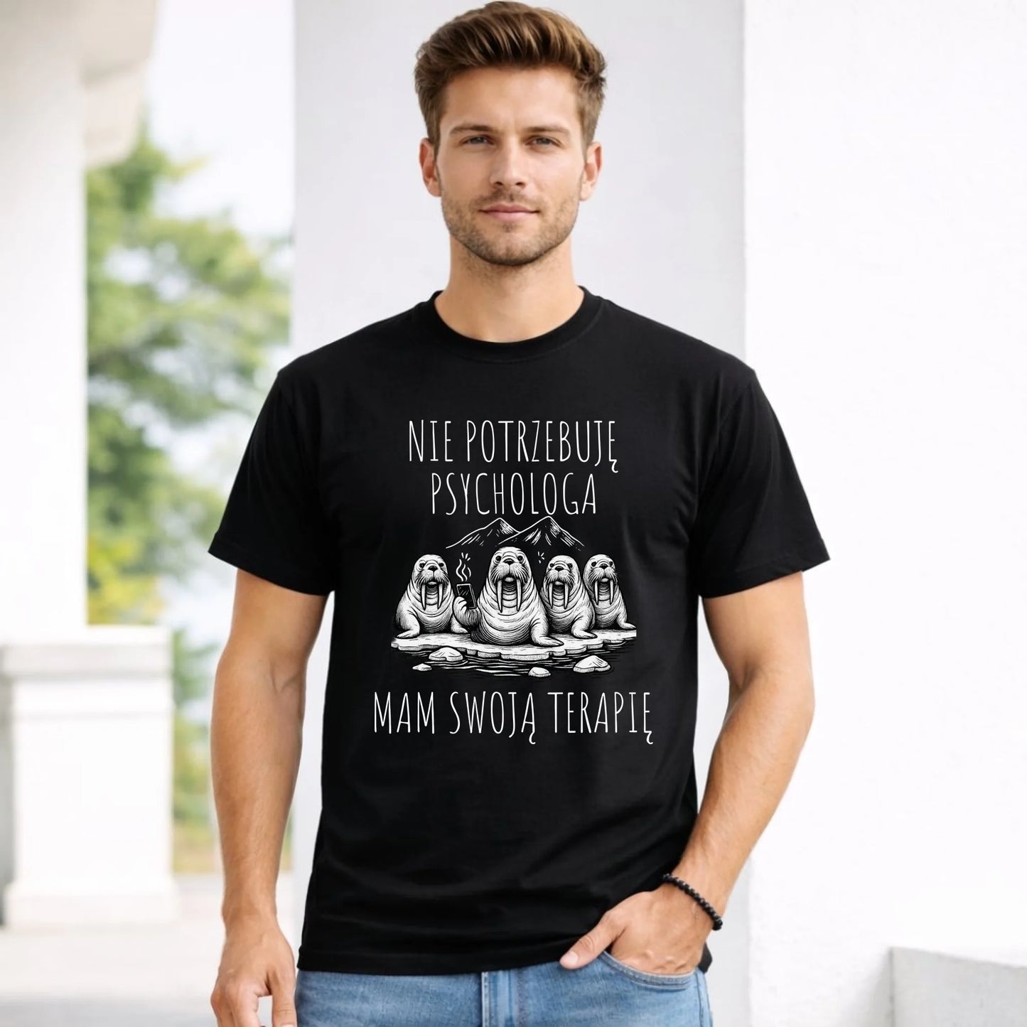 Koszulka męska - prezent dla morsa - Nie potrzebuję psychologa HM14