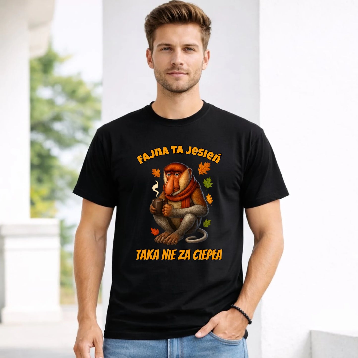 Koszulka męska jesienna - Janusz Nosacz - Fajna ta jesień, taka nie za ciepła JS21