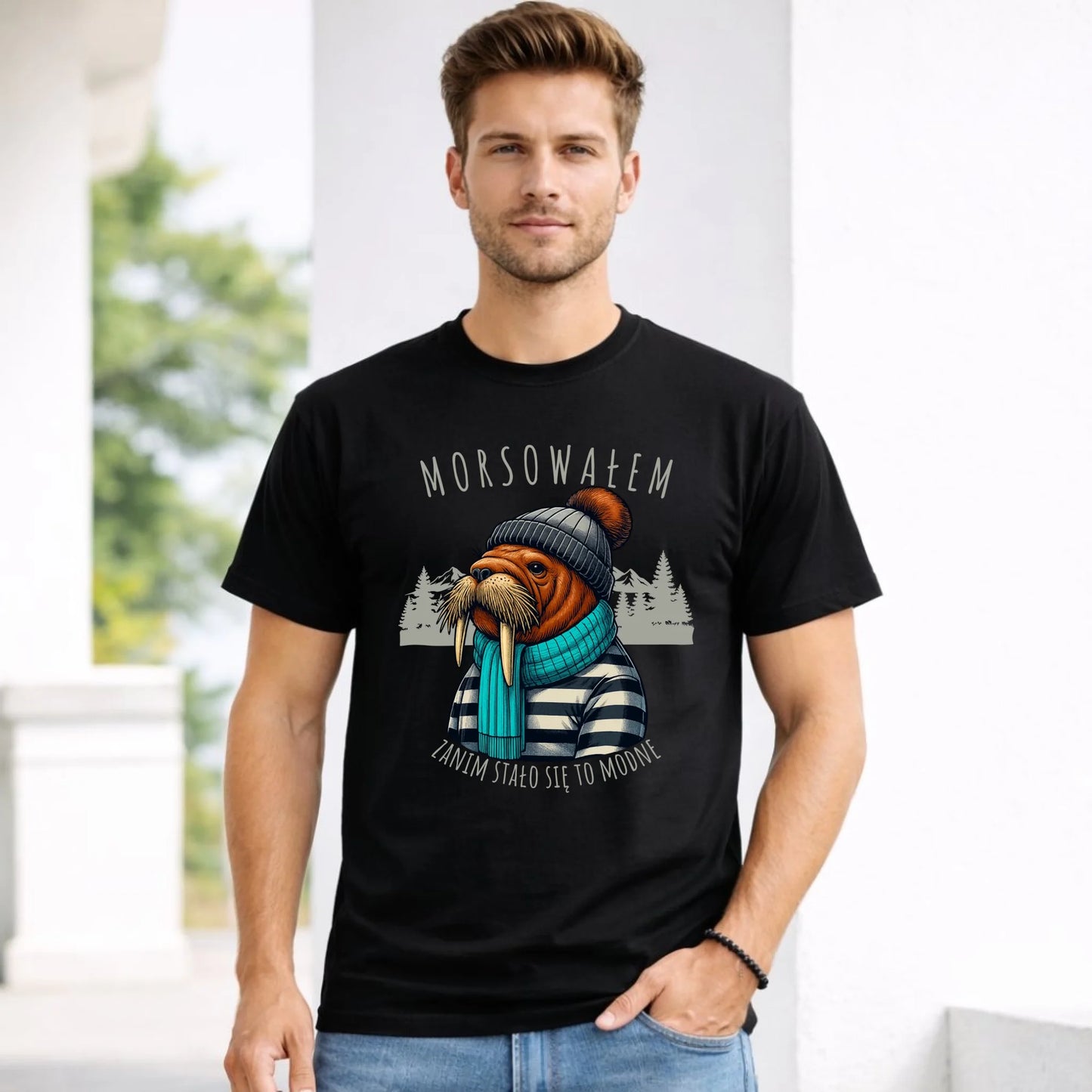 Koszulka męska - prezent dla morsa - Morsowałem zanim stało się to modne - Mors HM08