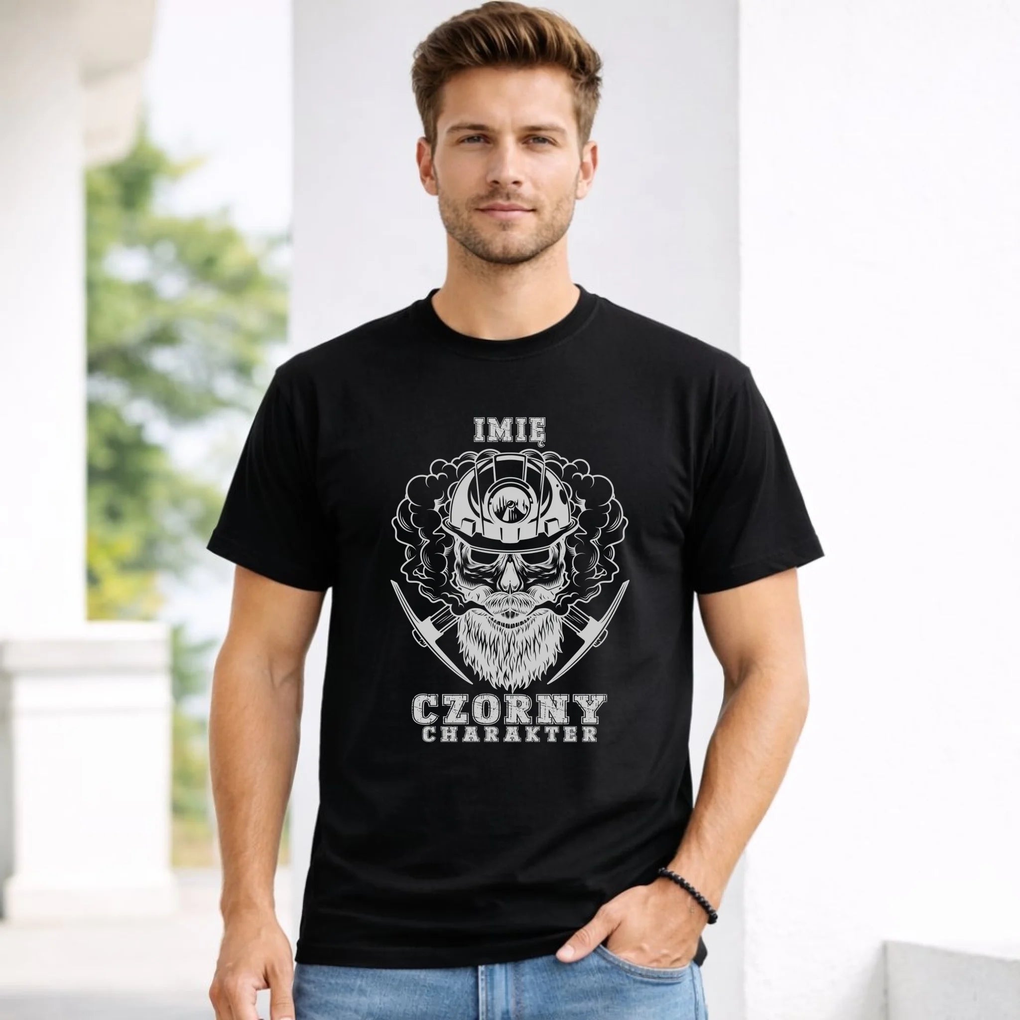 Koszulka męska - prezent dla górnika - Czorny charakter - personalizowana G06 - StoryCups.pl