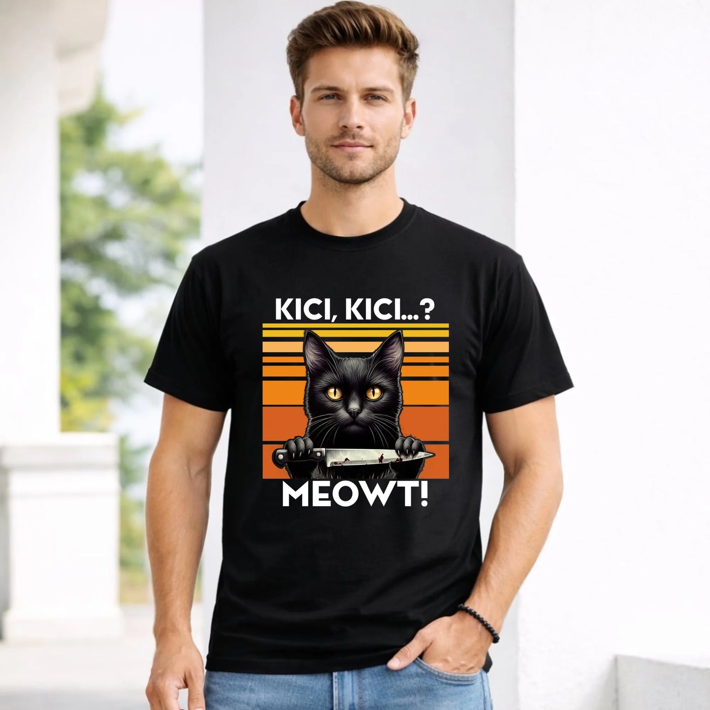 Koszulka męska - Kot z nożem - Kici, kici... MEOWT! HL17