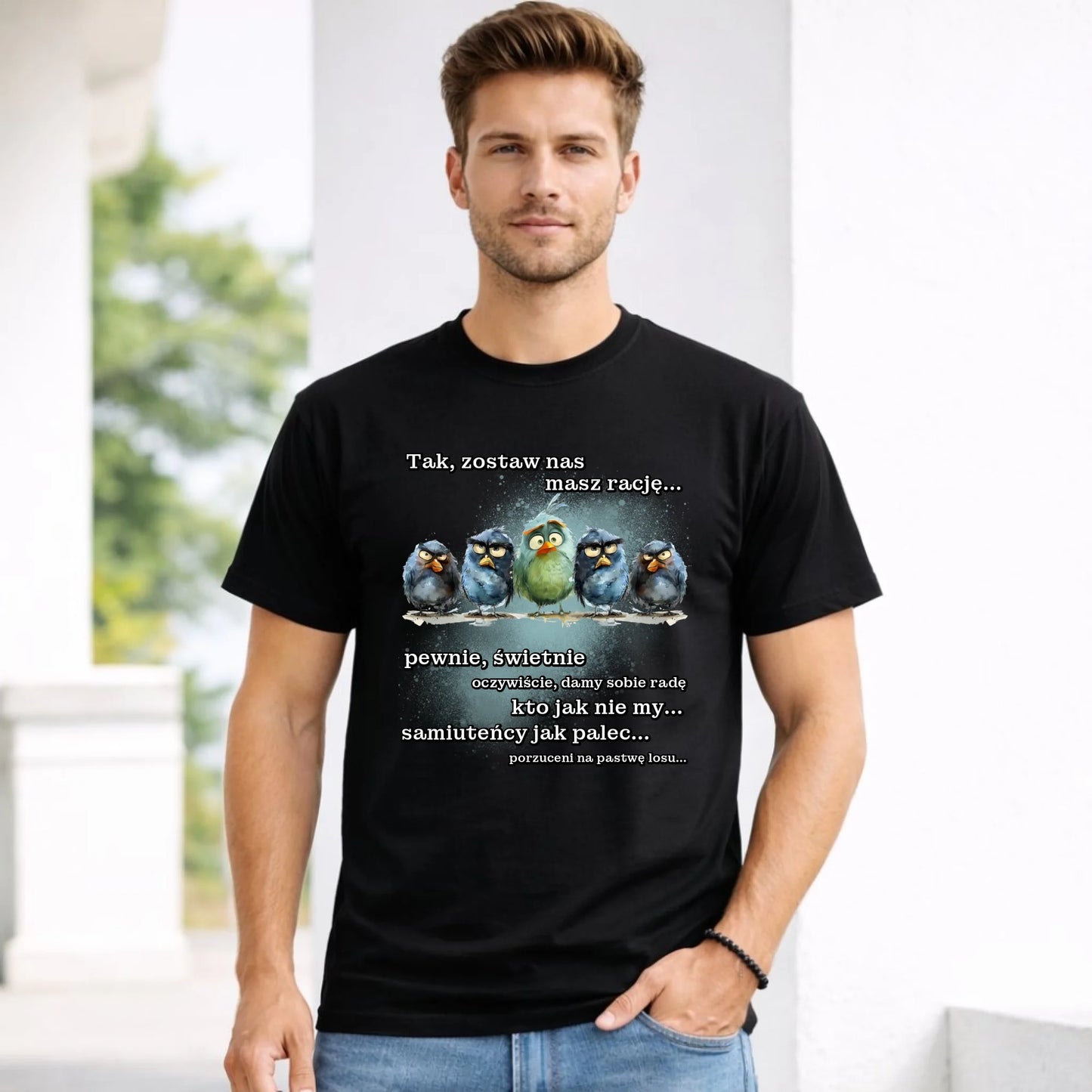 Koszulka męska na odejście z pracy - Tak, zostaw nas OP06