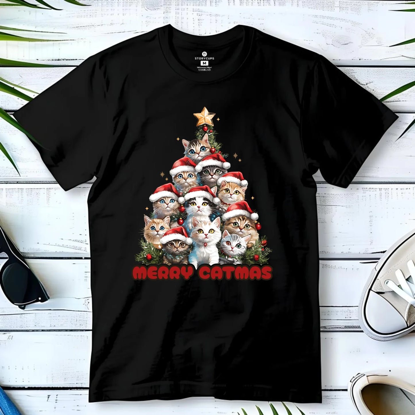 Koszulka męska świąteczna - Kocia choinka Merry Catmas BN20