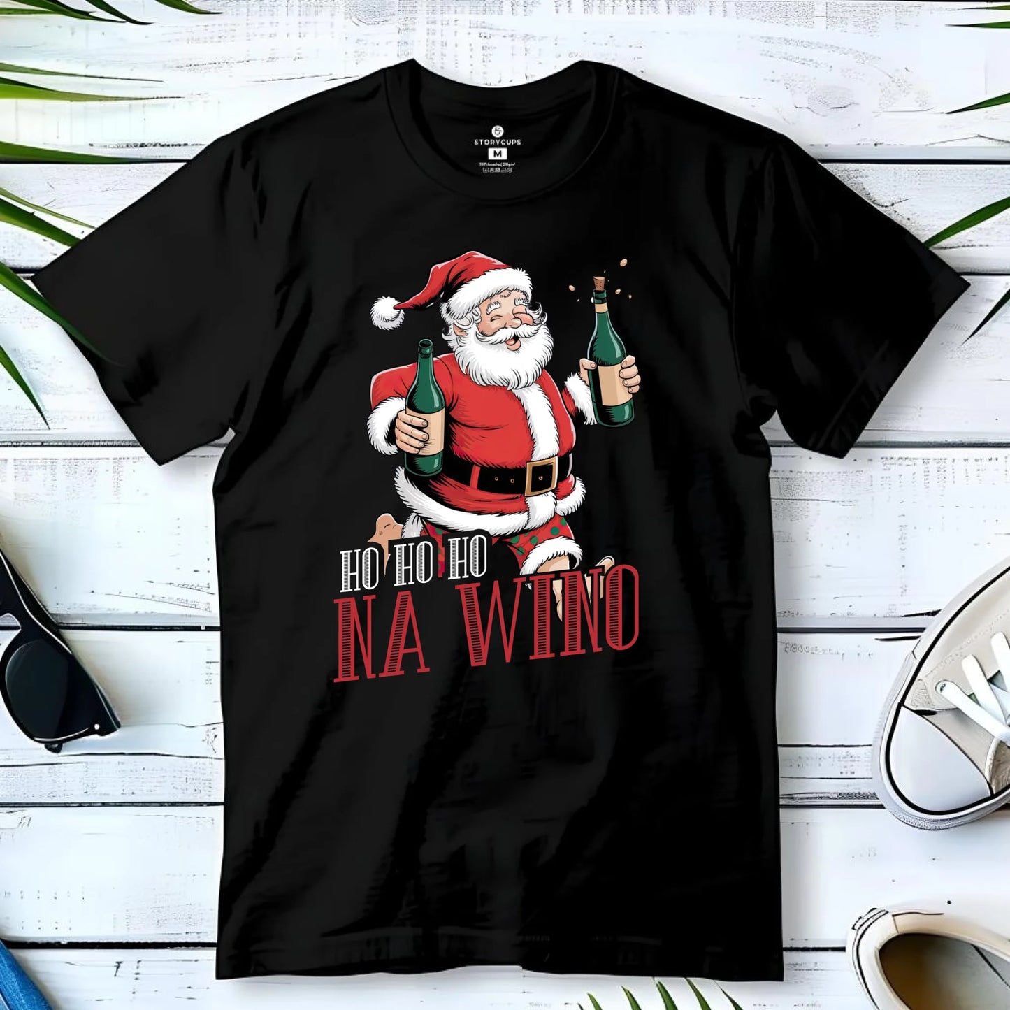 Koszulka męska świąteczna - Mikołaj Ho ho ho na wino BN61