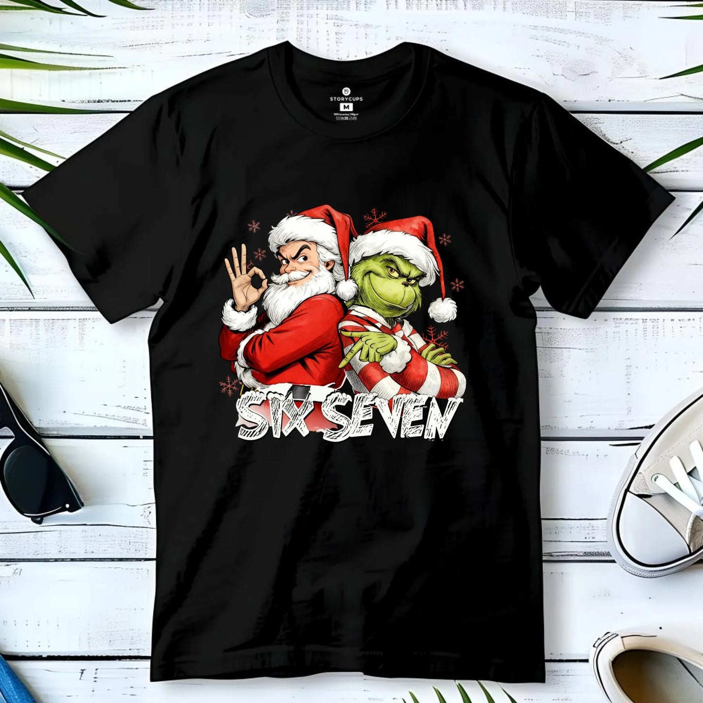 Koszulka męska świąteczna - Mikołaj i Grinch six seven 67 BN148