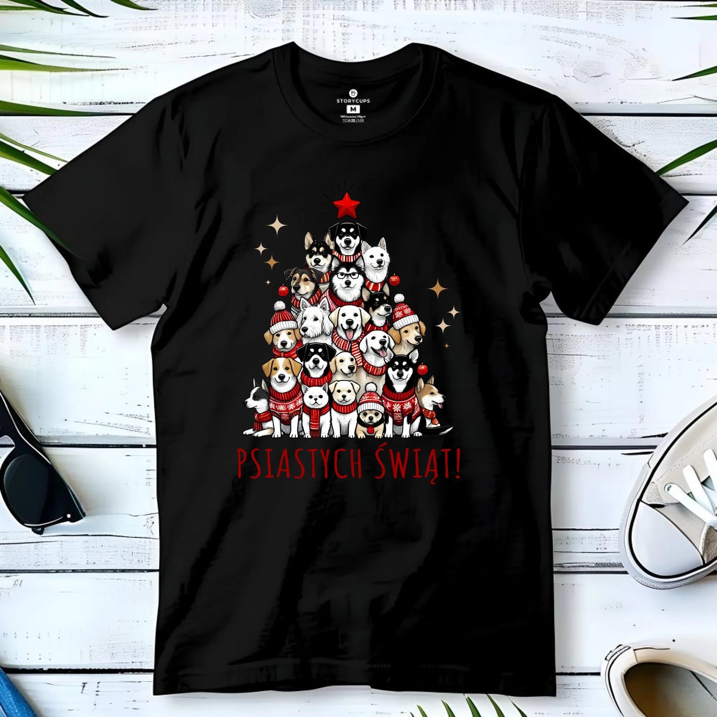 Koszulka męska świąteczna - Psia choinka Psiastych Świąt BN90