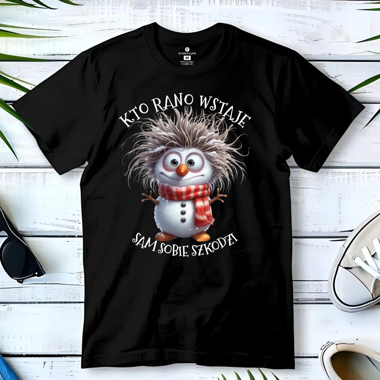 Koszulka męska świąteczna - Bałwanek - Kto rano wstaje sam sobie szkodzi BN133