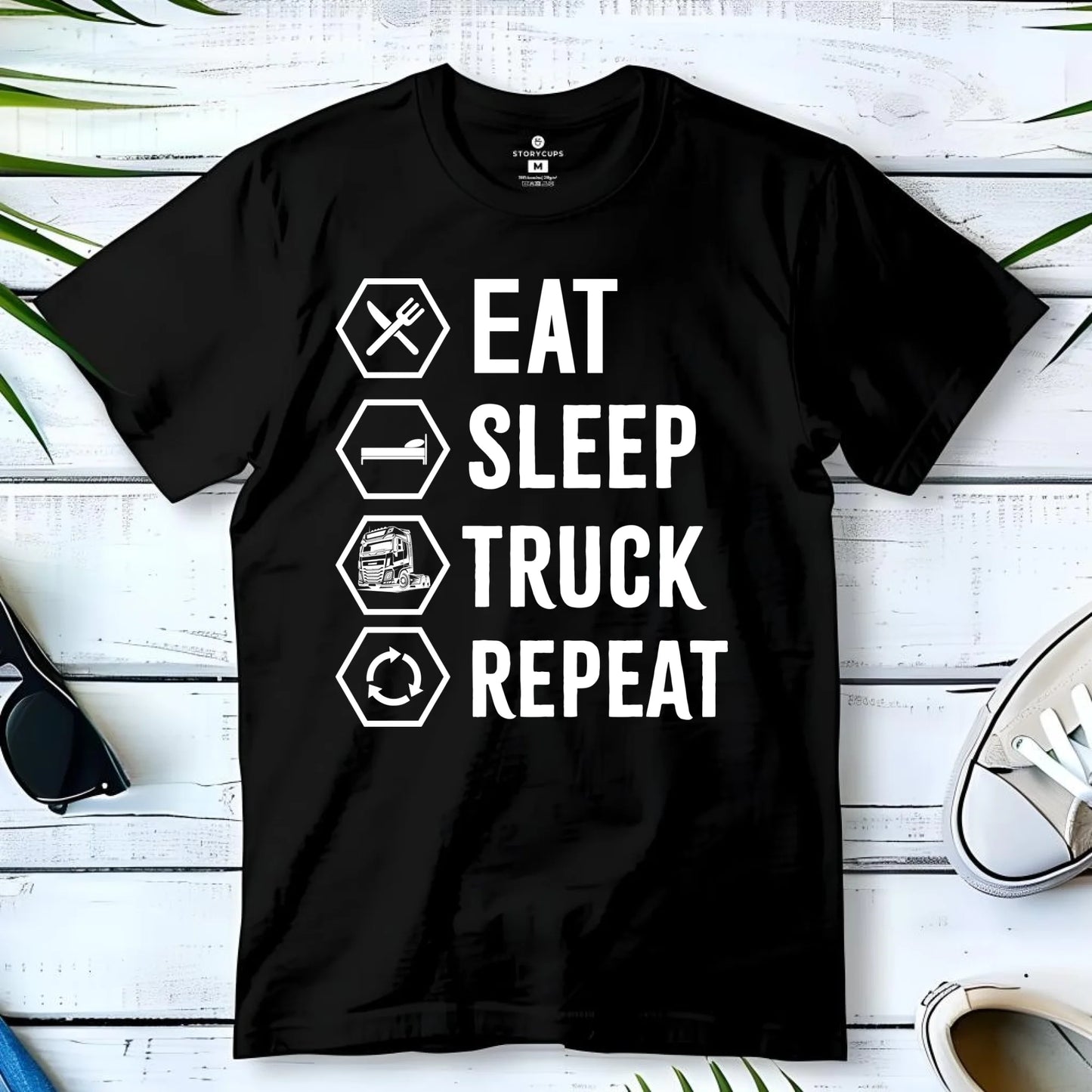 Koszulka męska dla kierowcy ciężarówki - Eat Sleep Truck Repeat ZKT05
