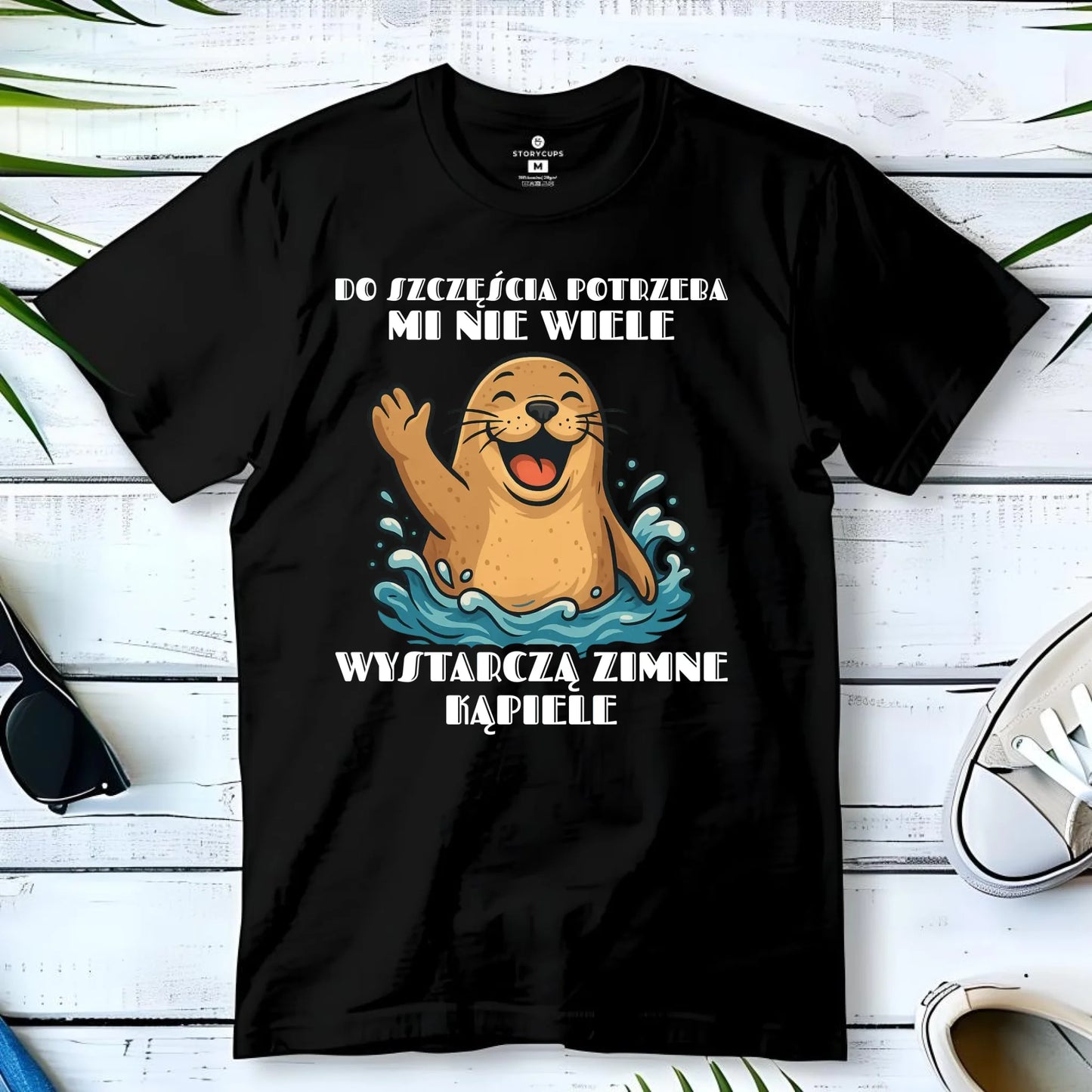 Koszulka męska - prezent dla morsa - Do szczęścia potrzeba mi nie wiele HM06 - StoryCups.pl