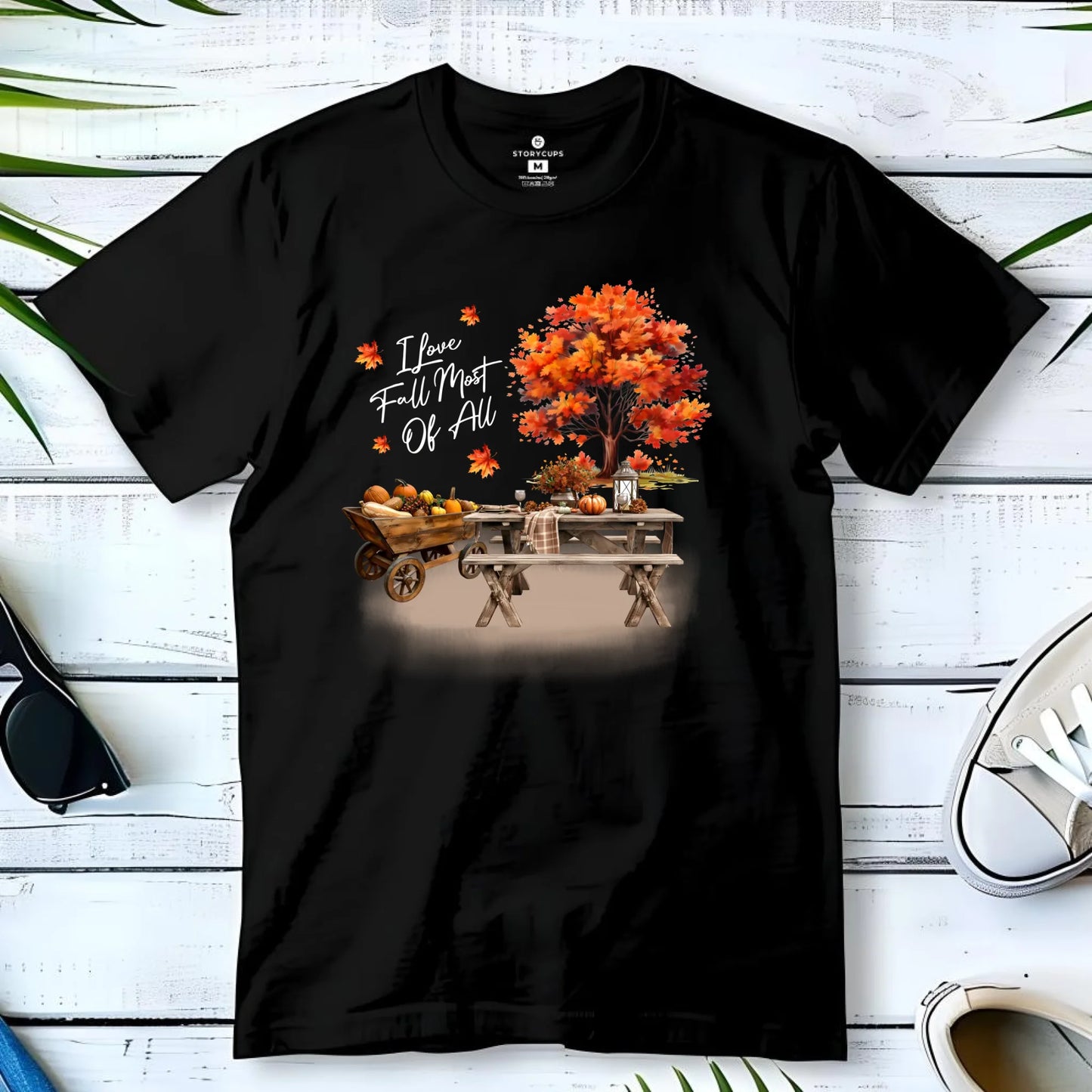 Koszulka męska jesienna - Jesienny piknik z dyniami JS04