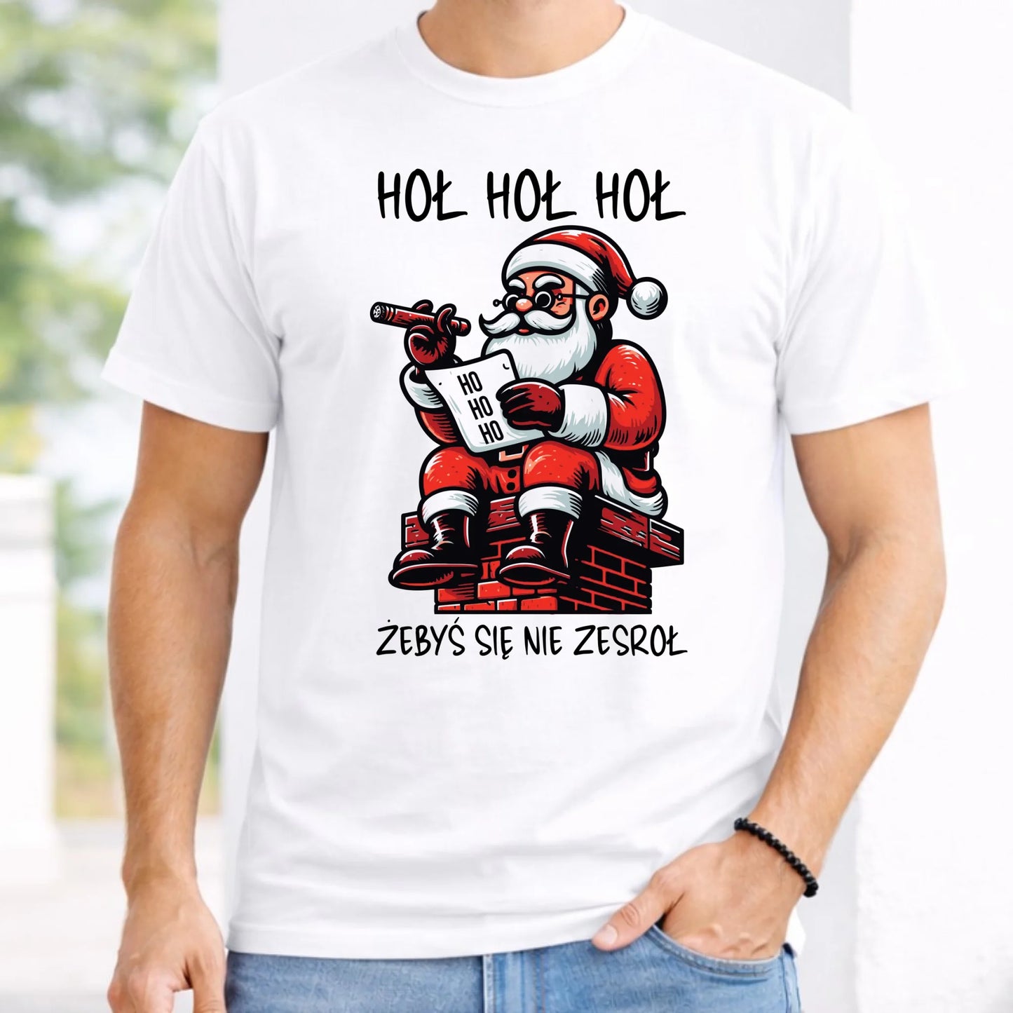 Koszulka męska świąteczna - Śmieszny prezent na Mikołaja - Hoł hoł hoł żebyś się nie zesroł BN156