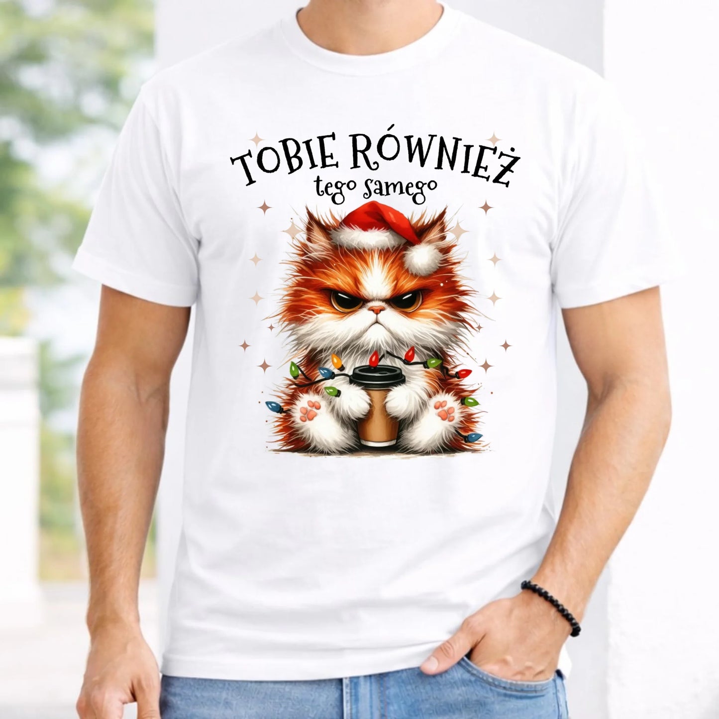 Koszulka męska świąteczna - Grumpy Cat Tobie również tego samego BN32