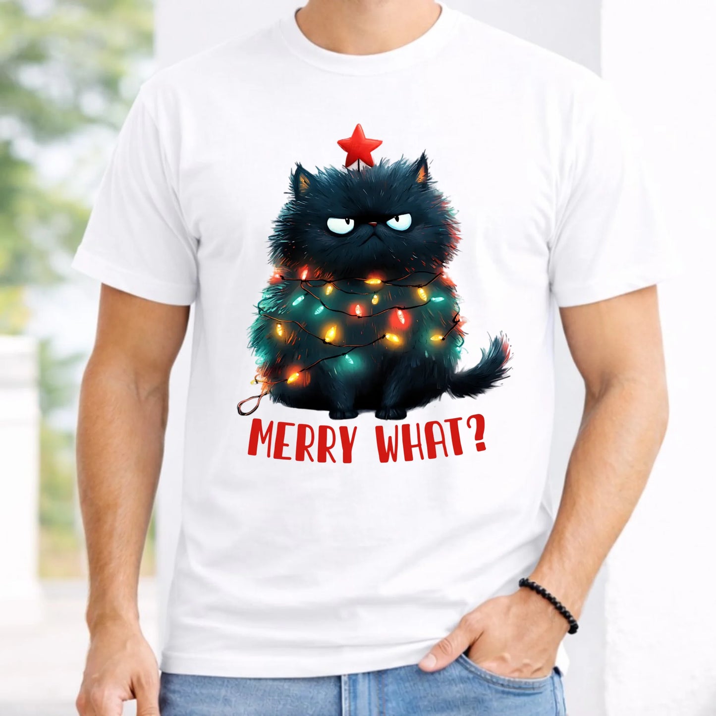 Koszulka męska świąteczna - Grumpy Cat Merry what? BN37
