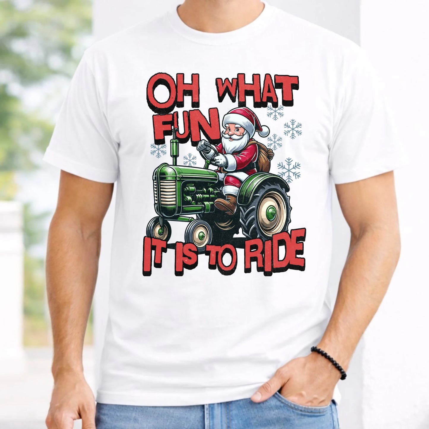 Koszulka męska świąteczna - Mikołaj na traktorze - Oh what fun BN48