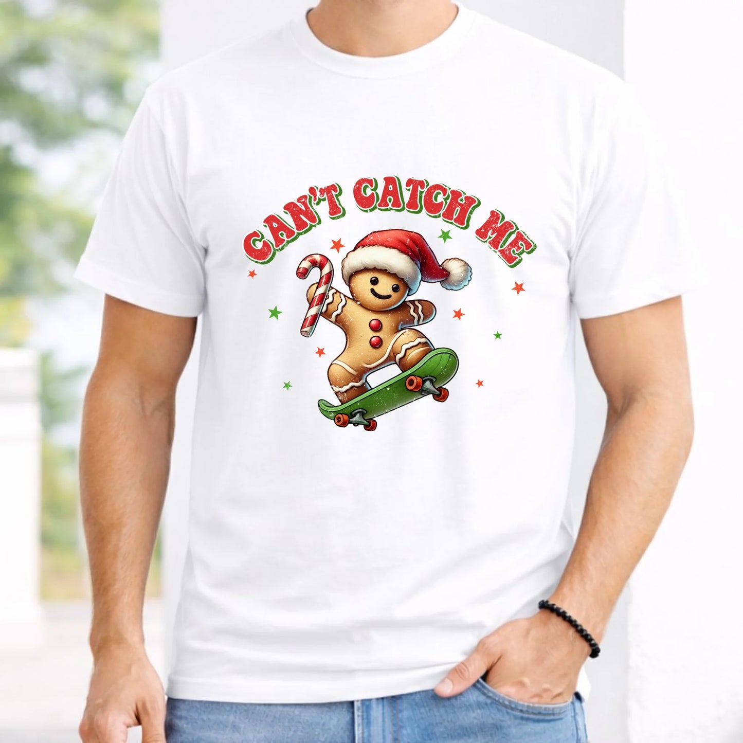 Koszulka męska świąteczna - Piernik na deskorolce Can't catch me BN45