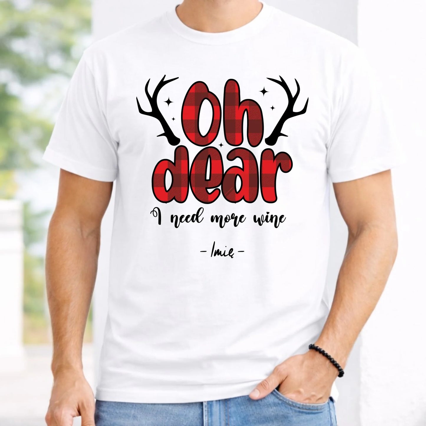 Koszulka męska świąteczna - Oh dear I need more wine - personalizowana BN63