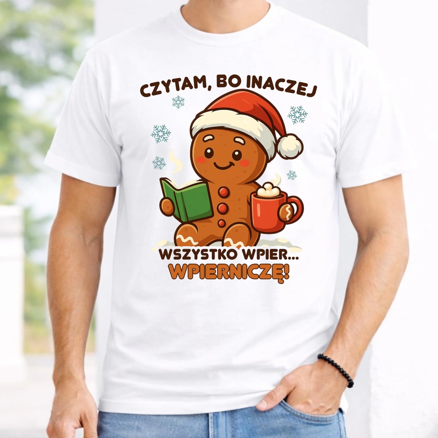 Koszulka męska świąteczna - Czytam, bo inaczej wszystko wpier... wpierniczę BN79