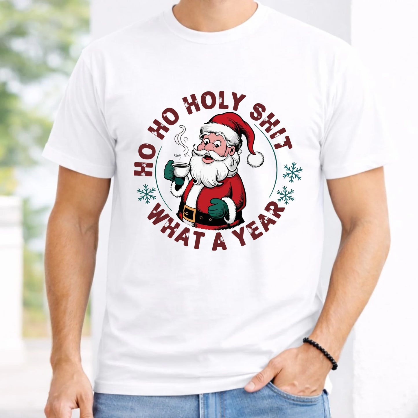 Koszulka męska świąteczna - Ho ho holy shit what a year BN74