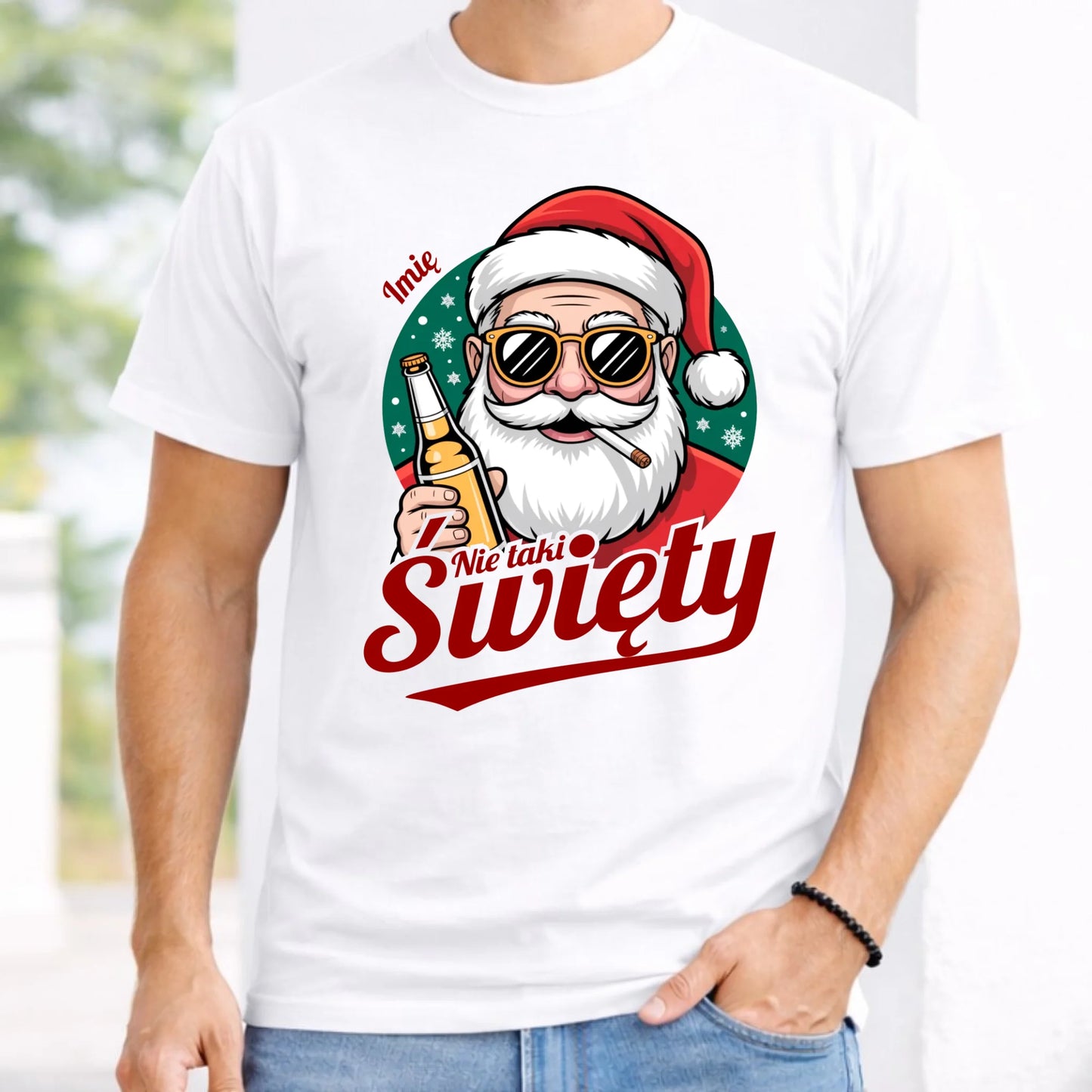 Koszulka męska świąteczna - Mikołaj nie taki święty - personalizowana BN80