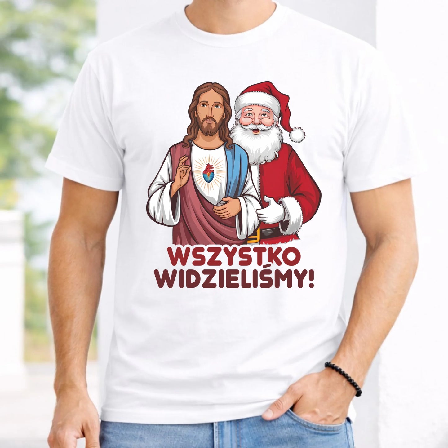 Koszulka męska świąteczna - Jezus i Mikołaj Wszystko widzieliśmy BN89