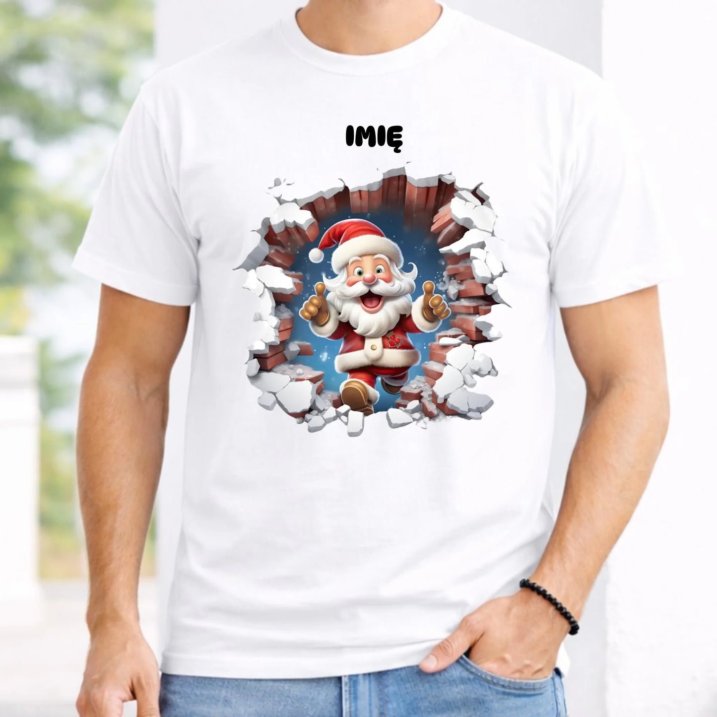 Koszulka męska świąteczna - Mikołaj 3D - personalizowana BN83