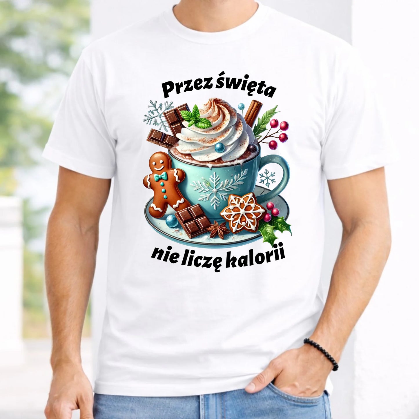 Koszulka męska świąteczna - Przez święta nie liczę kalorii BN31