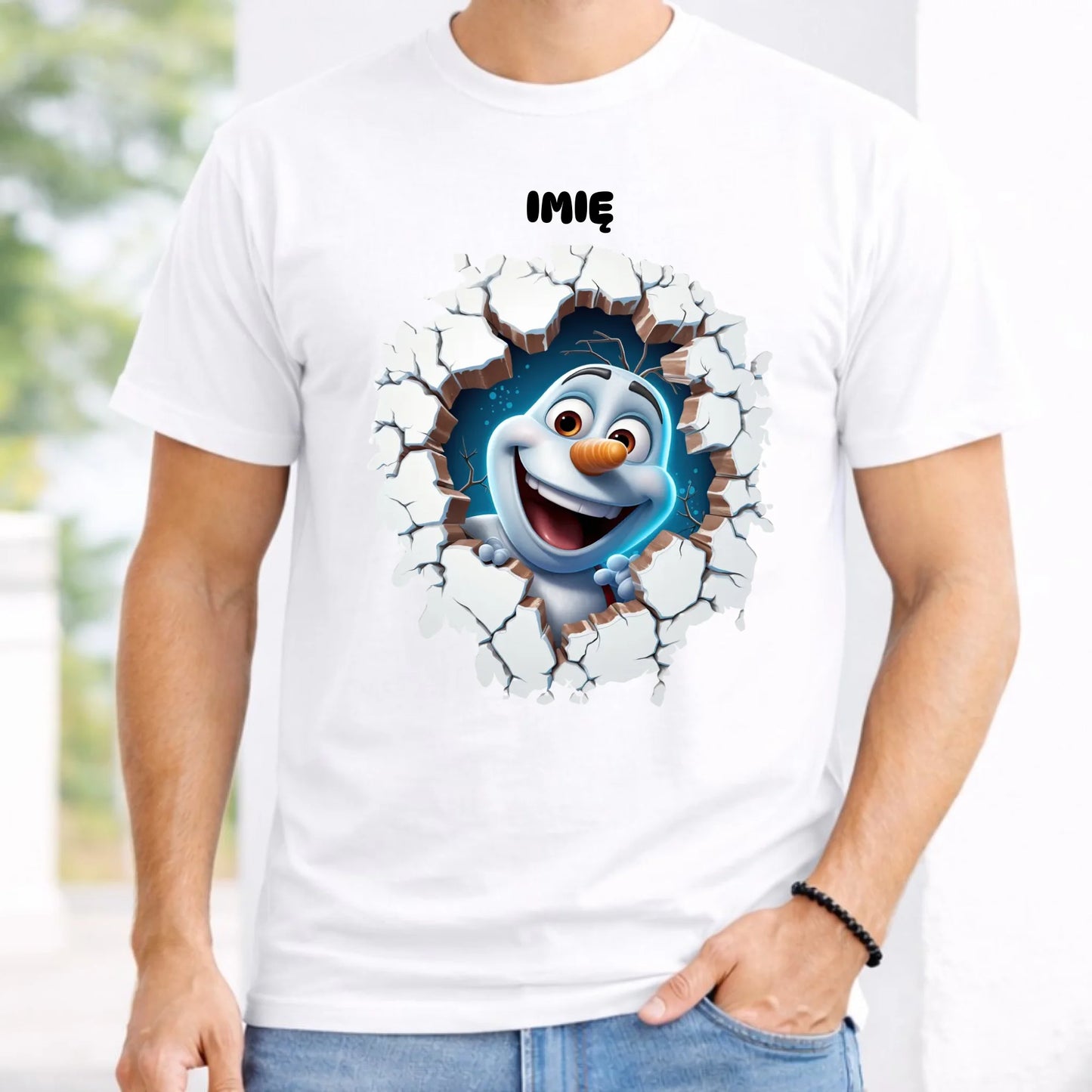 Koszulka męska świąteczna - Bałwan 3D - personalizowana BN84