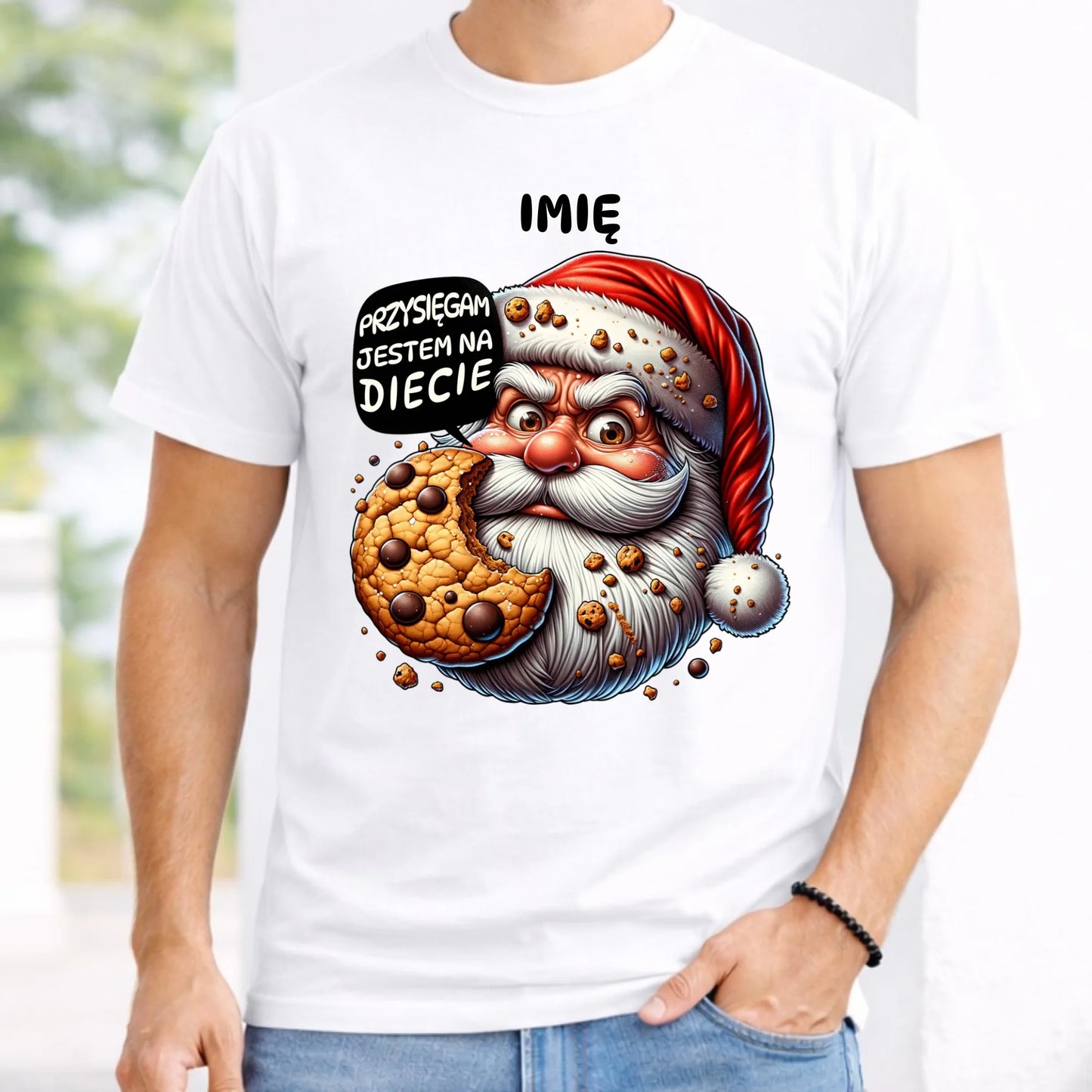 Koszulka męska świąteczna - Mikołaj Przysięgam jestem na diecie - personalizowana BN97