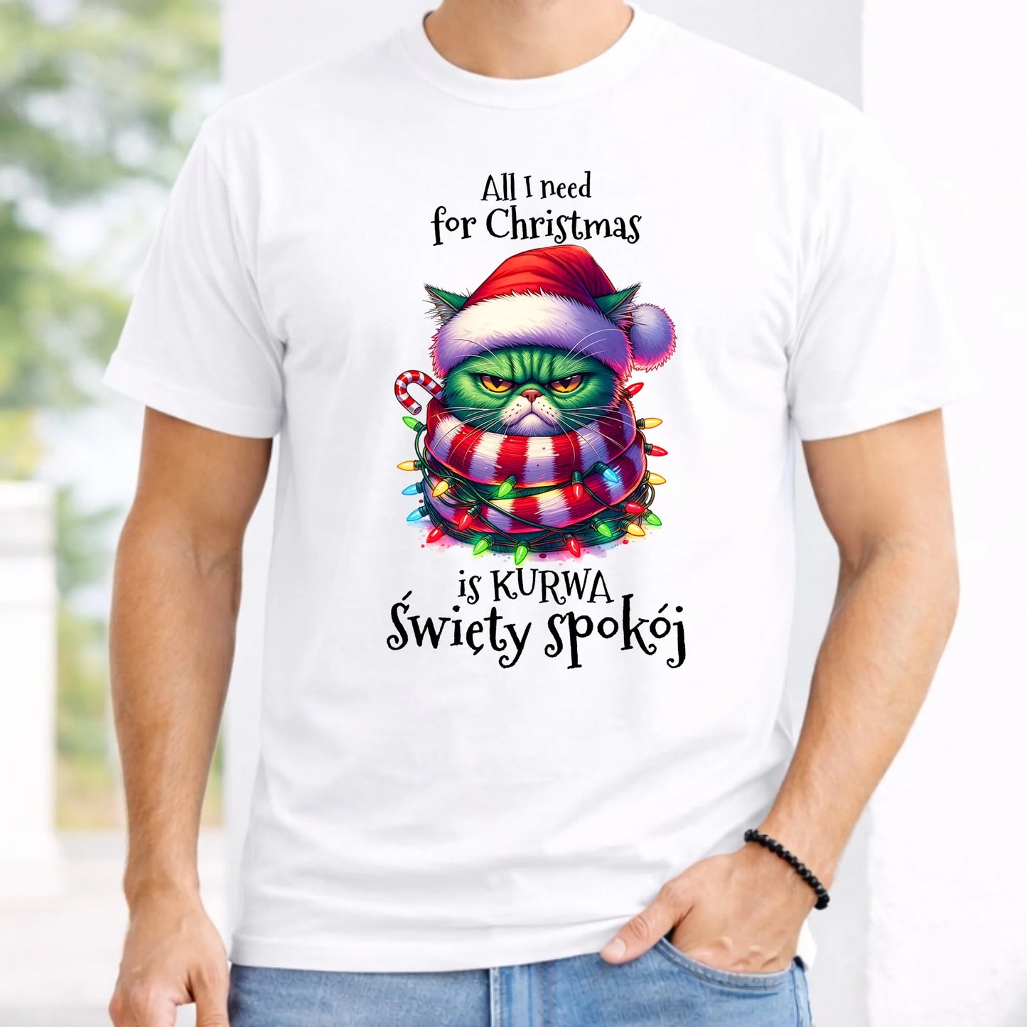 Koszulka męska świąteczna - All I need for Christmas is ku*wa święty spokój - bez cenzury BN101