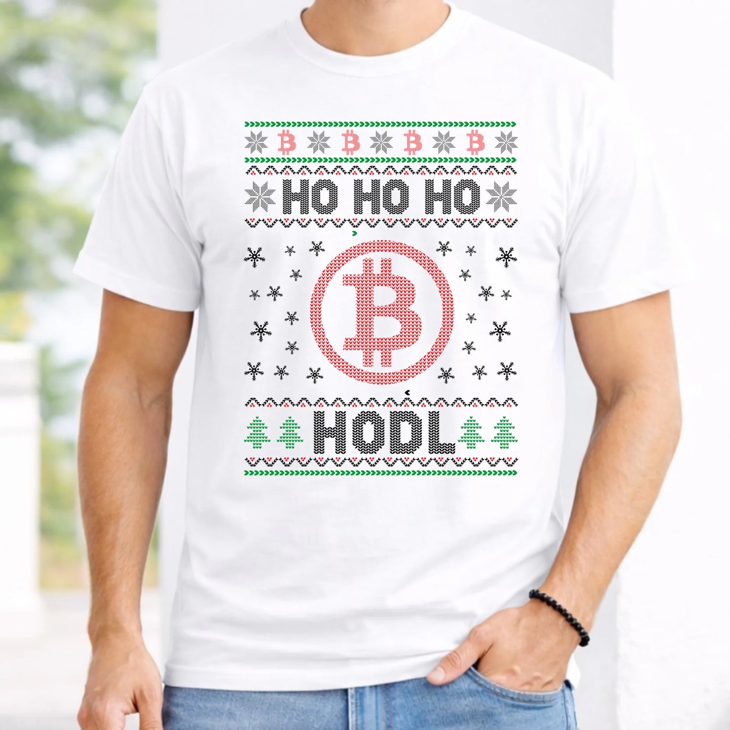 Koszulka męska świąteczna - Bitcoin - Ho Ho hodl BN103