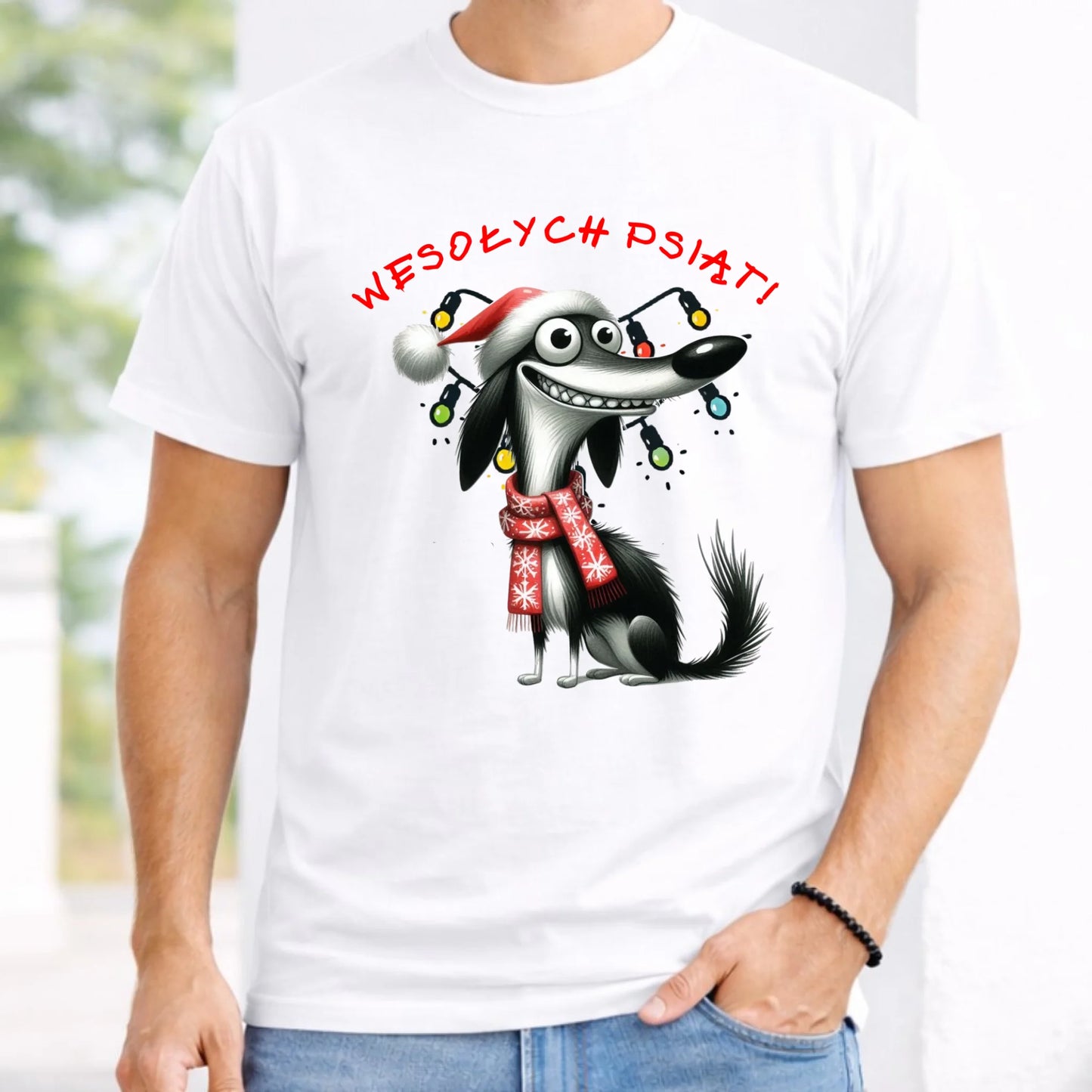 Koszulka męska świąteczna - Pies Wesołych psiąt BN140