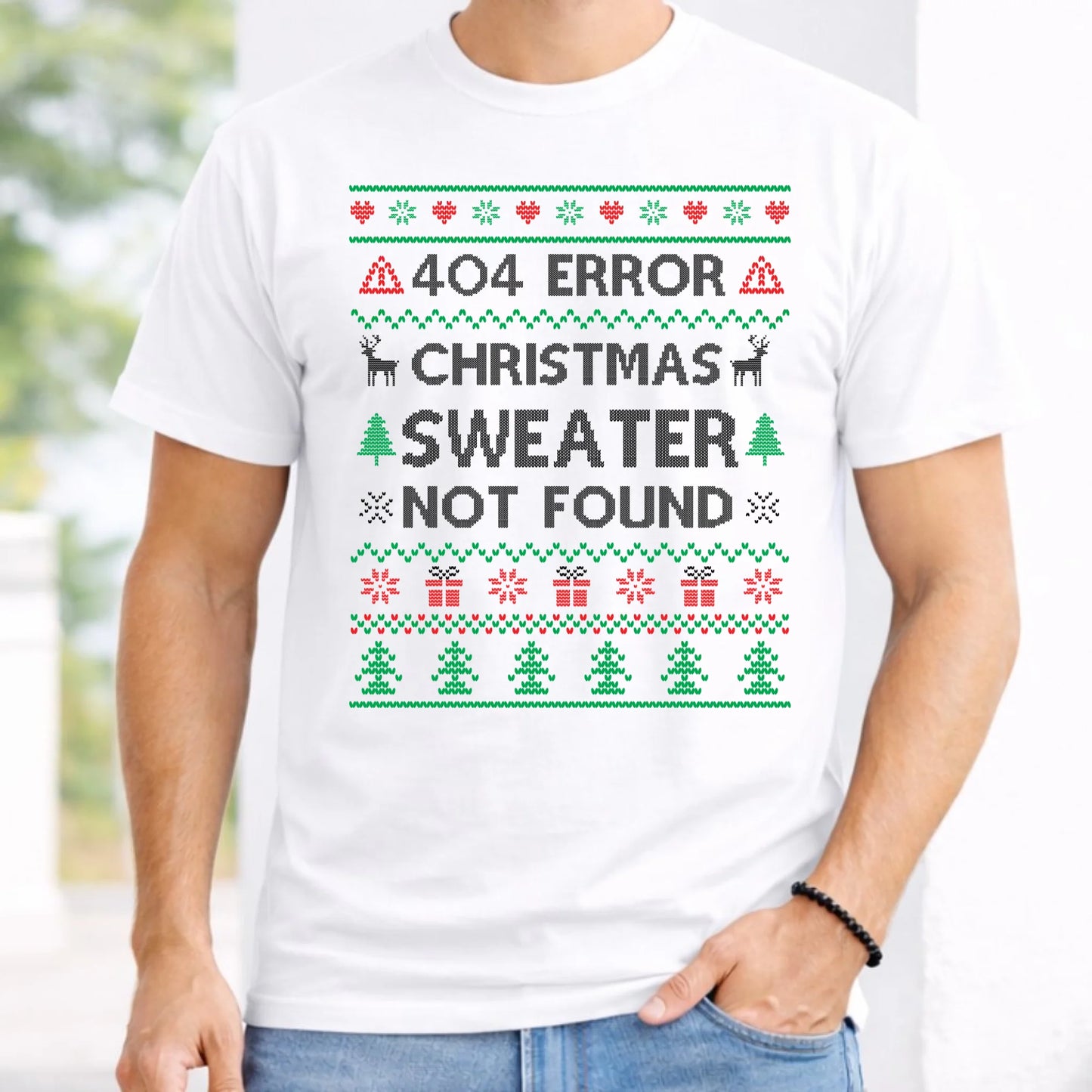Koszulka męska świąteczna - Error 404 Christmas sweater not found BN107